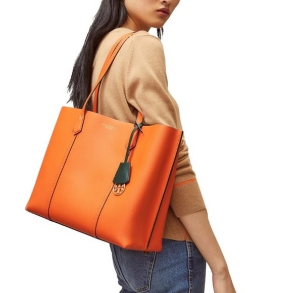 Tory Burch Handbags - Tory Burch Perry Canyon Orange Leather Tote